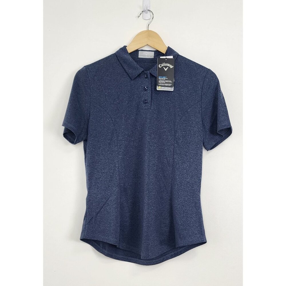 NWT Callaway Women's Opti-Dri Heathered Blue Polo Shirt sz S Golf Tennis Prep